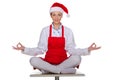 Smiling chef in the cap of Santa Claus Royalty Free Stock Photo