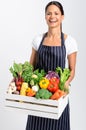 Smiling chef with fresh local organic produce Royalty Free Stock Photo