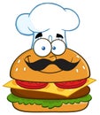 Smiling Chef Hamburger Cartoon Character