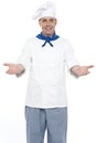 Smiling chef posing with his arms wide open