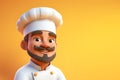 Smiling Chef With White Hat on Orange Background. Generative AI