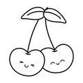 Smiling cherries icon black and white