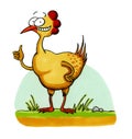 Smiling chicken funny cartoon