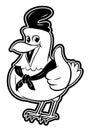 Chicken Thumbs Up Black And White Illustration Design