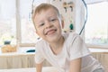 Smiling child headshoot portrait. Happy child concept Royalty Free Stock Photo