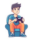 Smiling child playing video game with joystick Royalty Free Stock Photo