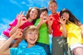 Smiling children's okay signs Royalty Free Stock Photo