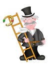 Lucky symbol chimney sweep with horseshoe on the ladder, isolated on white background Royalty Free Stock Photo