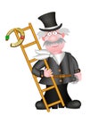 Lucky symbol chimney sweep with horseshoe on the ladder, isolated on white background