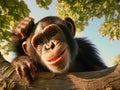 Ai Generated illustration Wildlife Concept of Smiling chimpanzee Royalty Free Stock Photo