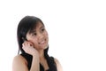 Smiling chinese girl talking over the phone Royalty Free Stock Photo