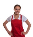 Smiling chinese waitress is ready to start Royalty Free Stock Photo