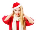 Smiling Christmas Woman in Red Winter Clothes Royalty Free Stock Photo