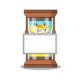 Smiling chronometer cartoon design style has a board