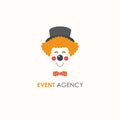 Smiling clown face icon style design template. Royalty Free Stock Photo