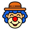 Smiling clown icon, outline style