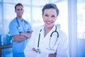 Smiling colleagues doctors looking at the camera Royalty Free Stock Photo
