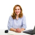 Smiling confident stylish mature middle aged woman at office. Senior businesswoman, executive business leader manager Royalty Free Stock Photo