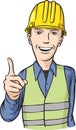 Smiling construction worker hand sign