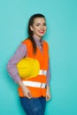 Smiling Construction Worker Woman Posing Royalty Free Stock Photo
