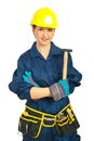Smiling constructor worker woman