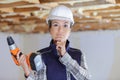 smiling contractor woman looking at camera Royalty Free Stock Photo