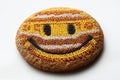 Colorful Smiley Face Cookie on White Background Royalty Free Stock Photo