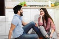 Smiling Couple Having Pleasant Conversation Royalty Free Stock Photo