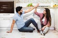 Smiling Couple Having Pleasant Conversation Royalty Free Stock Photo