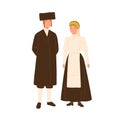 Smiling couple Israel citizen in national costume vector flat illustration. Man and woman jews in traditional apparel Royalty Free Stock Photo