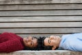 Smiling couple lying