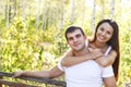 Smiling couple in the park on a sunny day Royalty Free Stock Photo