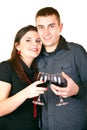 Smiling couple with red wine Royalty Free Stock Photo