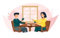 Smiling couple sitting at table and playing card Royalty Free Stock Photo