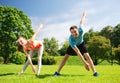 Smiling couple stretching outdoors Royalty Free Stock Photo