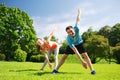 Smiling couple stretching outdoors Royalty Free Stock Photo