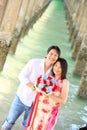 Smiling couples beach Royalty Free Stock Photo