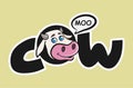Smiling Cow Head on the Word Cow Royalty Free Stock Photo