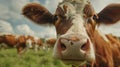 Smiling cow licks the camera in the shot.