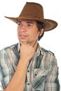 Smiling cowboy looking away Royalty Free Stock Photo