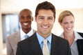 Smiling, coworkers and lawyers in corporate portrait, businessman and team in office. Attorneys, confident partnership Royalty Free Stock Photo