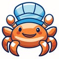 Smiling crab in chef hat. Vector illustration isolated on white background AI Generated