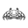 Smiling Crab Mascot Cartoon Style Monochrome