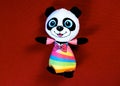 smiling and cuddly fabric puppet depicting a panda cub Royalty Free Stock Photo
