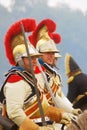 Smiling cuirassiers at Borodino historical reenactment