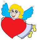 Smiling cupid with heart