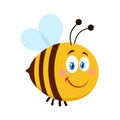 Smiling Cute Bee Cartoon Character. Royalty Free Stock Photo