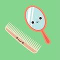 Smiling Cute Comb and Mirror, Habituate kid card.