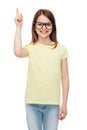 Smiling cute little girl in black eyeglasses Royalty Free Stock Photo