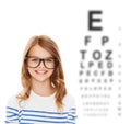 Smiling cute little girl with black eyeglasses Royalty Free Stock Photo